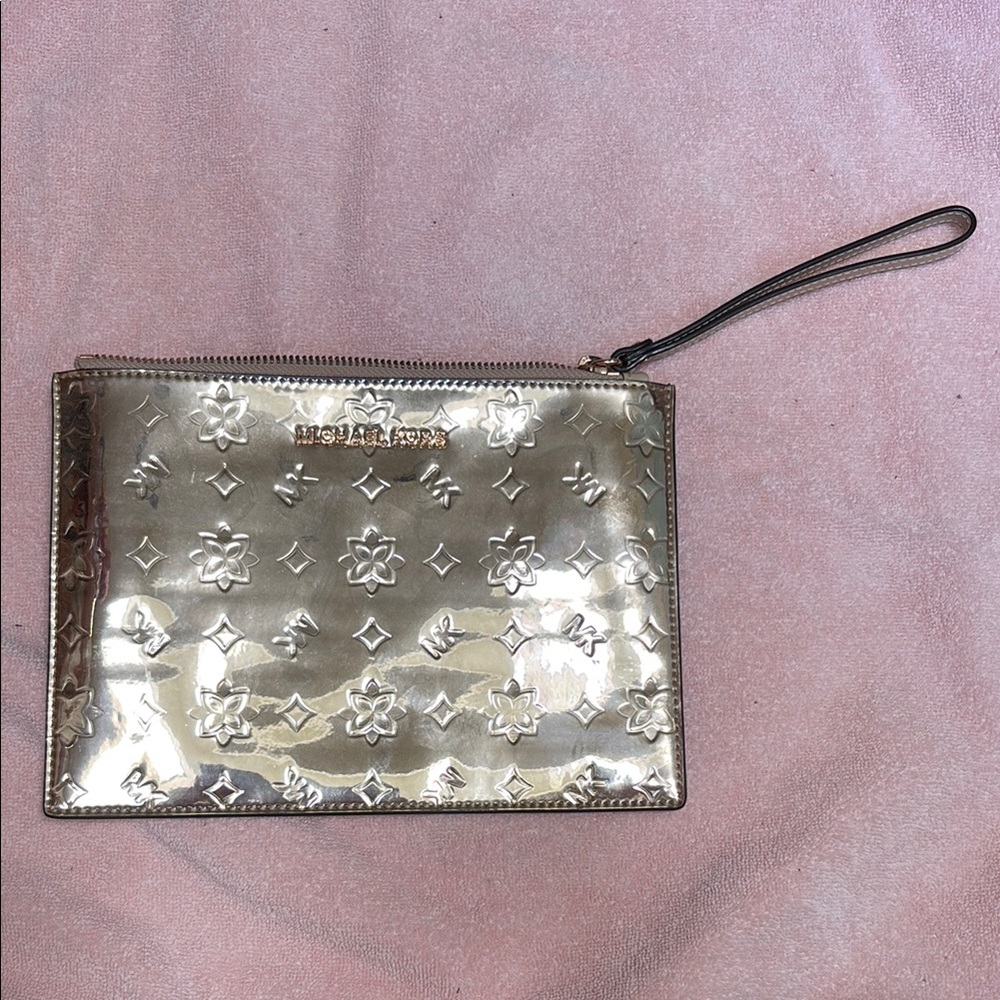 Michael Kors Metallic Floral Wristlet
